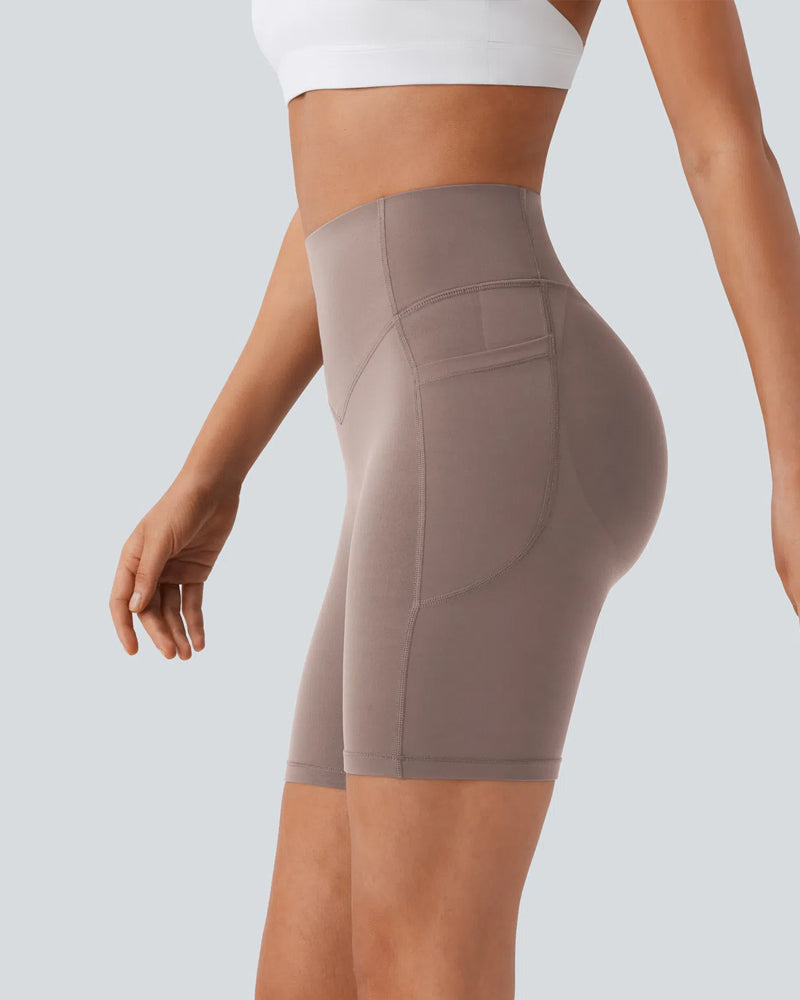 High Waisted Butt Lifting Tummy Control Side Pocket Shaping Training Shorts