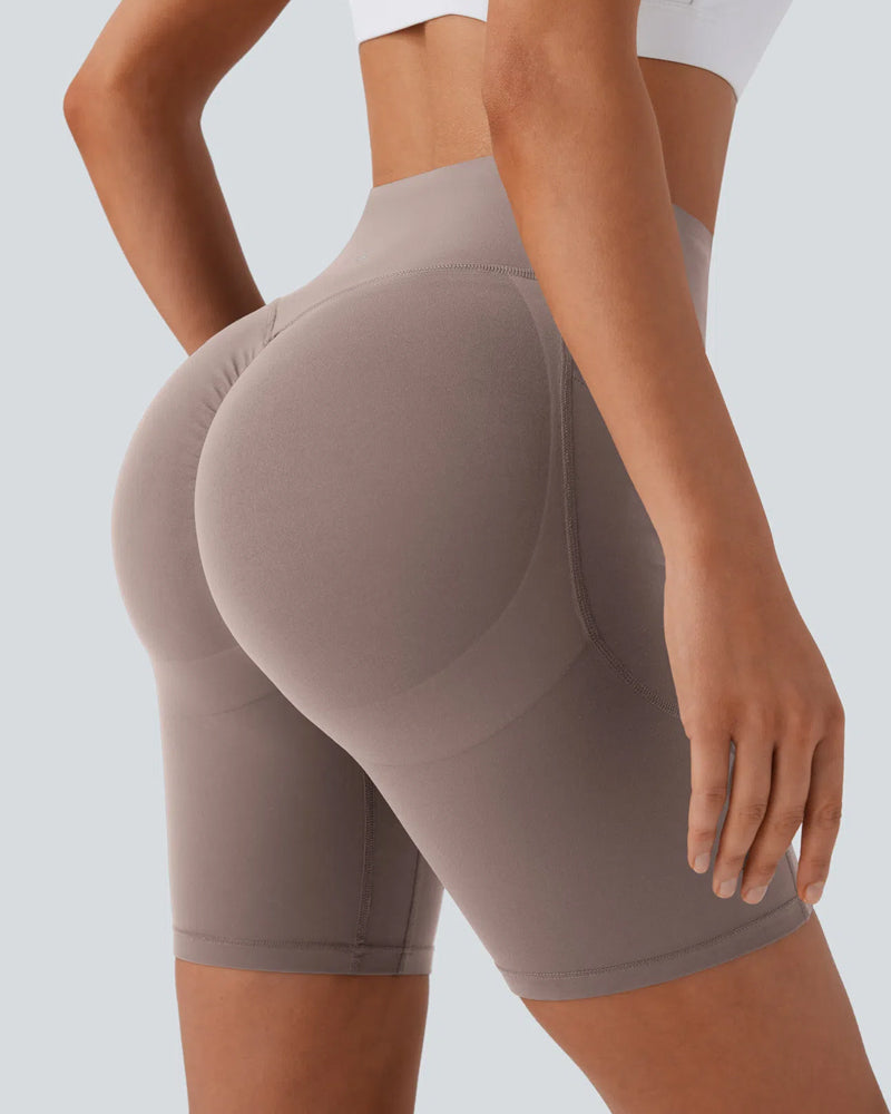 High Waisted Butt Lifting Tummy Control Side Pocket Shaping Training Shorts