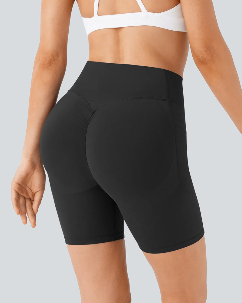 High Waisted Butt Lifting Tummy Control Side Pocket Shaping Training Shorts