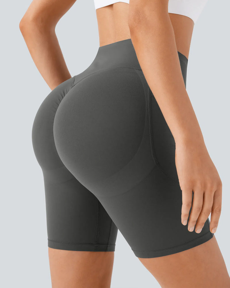 High Waisted Butt Lifting Tummy Control Side Pocket Shaping Training Shorts