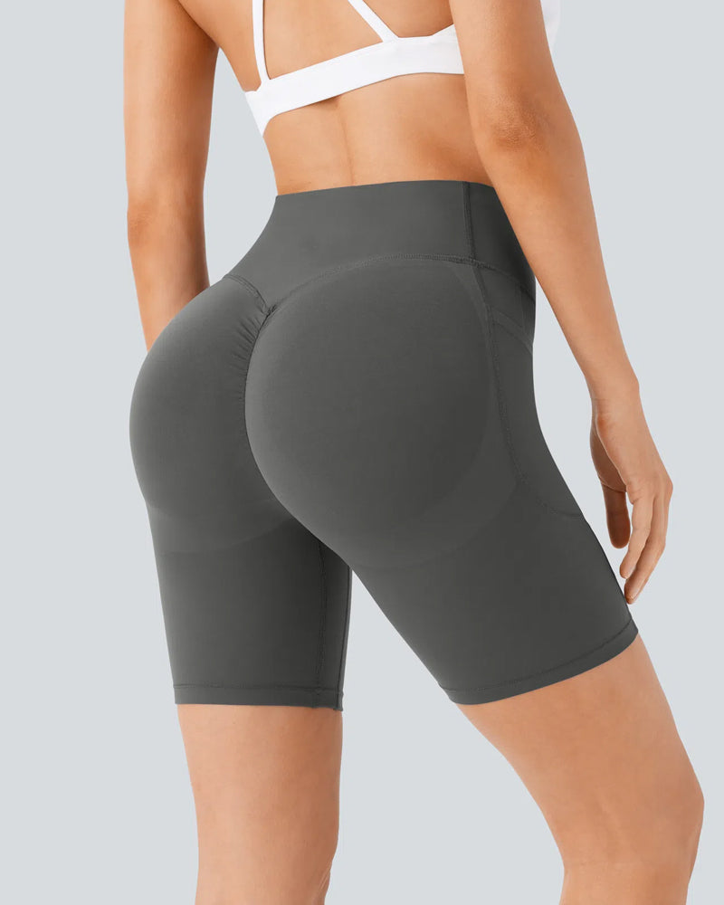 High Waisted Butt Lifting Tummy Control Side Pocket Shaping Training Shorts