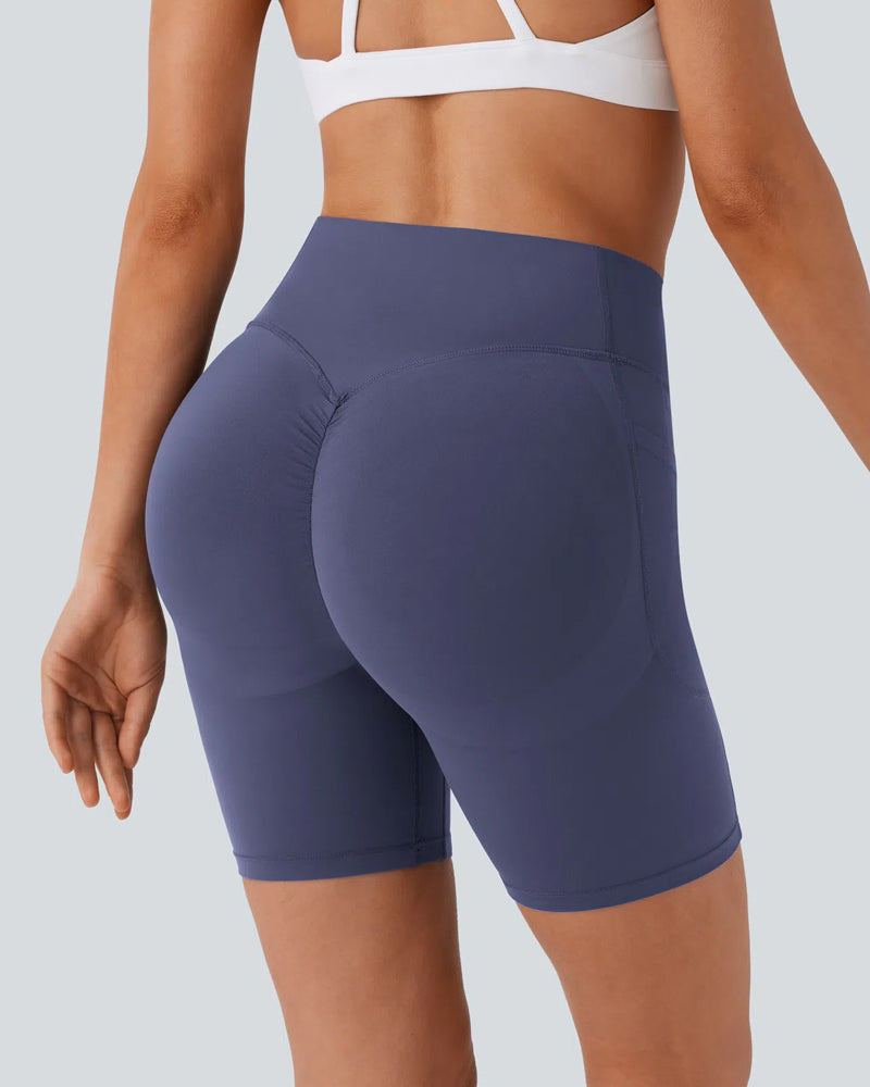 High Waisted Butt Lifting Tummy Control Side Pocket Shaping Training Shorts