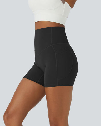 High Waisted Butt Lifting Tummy Control Side Pocket Shaping Training Shorts