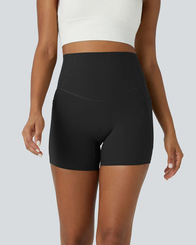 High Waisted Butt Lifting Tummy Control Side Pocket Shaping Training Shorts