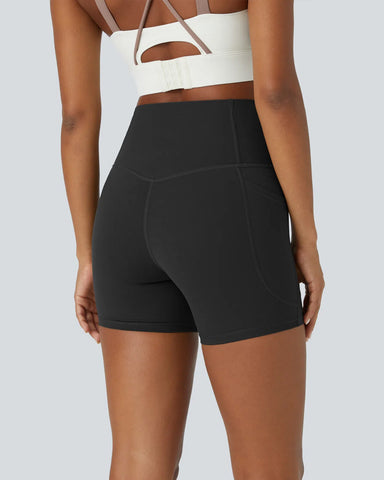 High Waisted Butt Lifting Tummy Control Side Pocket Shaping Training Shorts