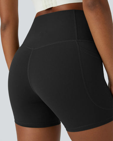 High Waisted Butt Lifting Tummy Control Side Pocket Shaping Training Shorts