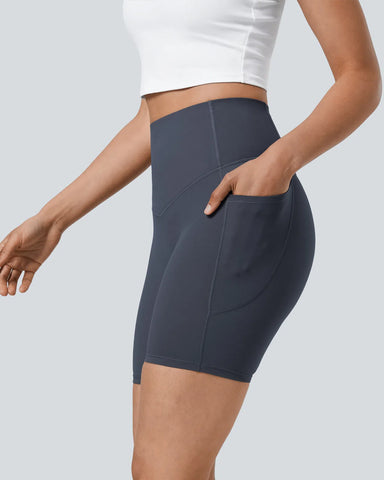 High Waisted Butt Lifting Tummy Control Side Pocket Shaping Training Shorts