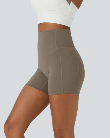 High Waisted Butt Lifting Tummy Control Side Pocket Shaping Training Shorts