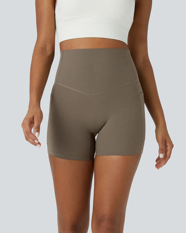 High Waisted Butt Lifting Tummy Control Side Pocket Shaping Training Shorts