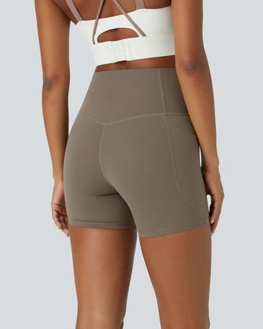 High Waisted Butt Lifting Tummy Control Side Pocket Shaping Training Shorts