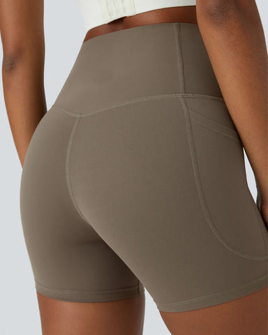 High Waisted Butt Lifting Tummy Control Side Pocket Shaping Training Shorts