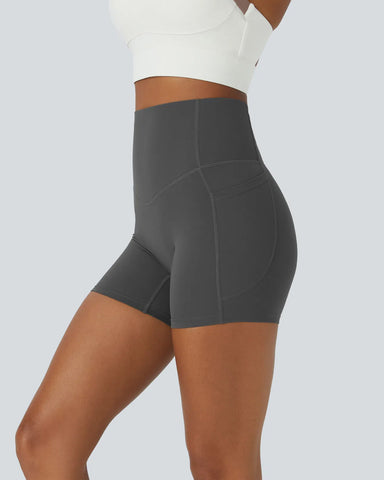 High Waisted Butt Lifting Tummy Control Side Pocket Shaping Training Shorts