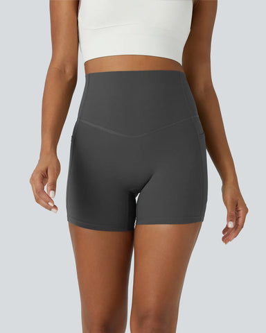 High Waisted Butt Lifting Tummy Control Side Pocket Shaping Training Shorts