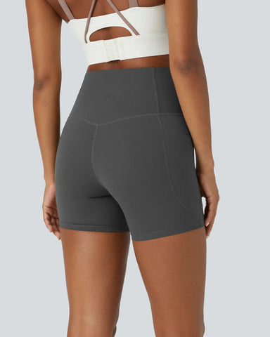 High Waisted Butt Lifting Tummy Control Side Pocket Shaping Training Shorts