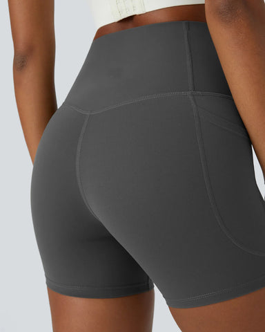 High Waisted Butt Lifting Tummy Control Side Pocket Shaping Training Shorts