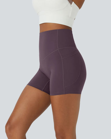 High Waisted Butt Lifting Tummy Control Side Pocket Shaping Training Shorts