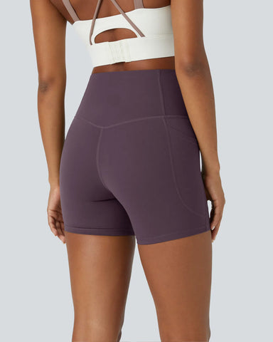 High Waisted Butt Lifting Tummy Control Side Pocket Shaping Training Shorts