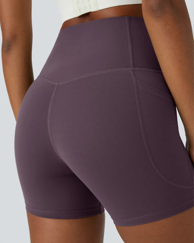 High Waisted Butt Lifting Tummy Control Side Pocket Shaping Training Shorts