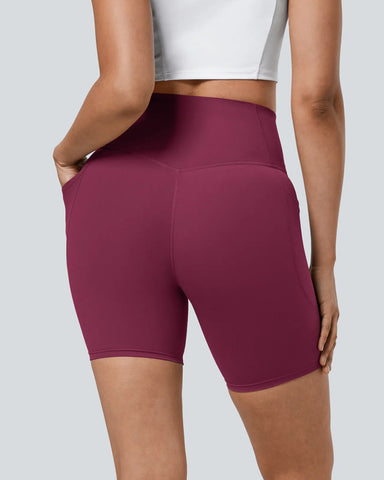 High Waisted Butt Lifting Tummy Control Side Pocket Shaping Training Shorts