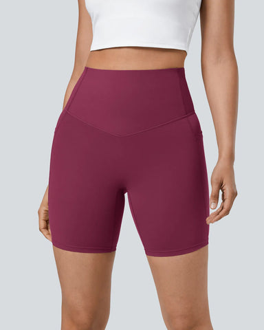 High Waisted Butt Lifting Tummy Control Side Pocket Shaping Training Shorts