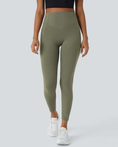 High Waisted Butt Lifting Tummy Control Side Pocket Shaping Training Black Leggings