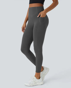High Waisted Tummy Control Side Pocket Shaping Training Capri Leggings