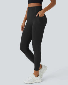 High Waisted Tummy Control Side Pocket Shaping Training Capri Leggings
