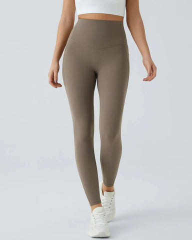 High Waisted Butt Lifting Tummy Control Side Pocket Shaping Training Black Leggings