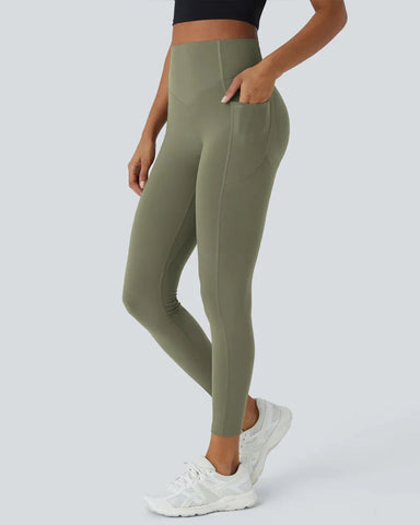 High Waisted Butt Lifting Tummy Control Side Pocket Shaping Training Black Leggings
