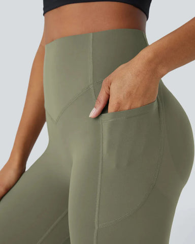 High Waisted Butt Lifting Tummy Control Side Pocket Shaping Training Black Leggings