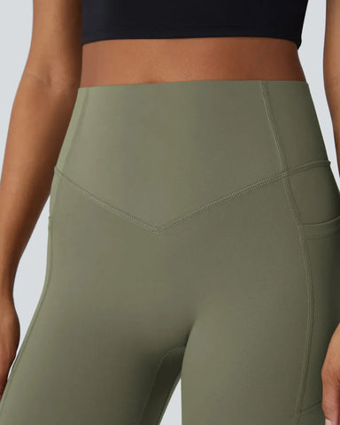 High Waisted Butt Lifting Tummy Control Side Pocket Shaping Training Black Leggings