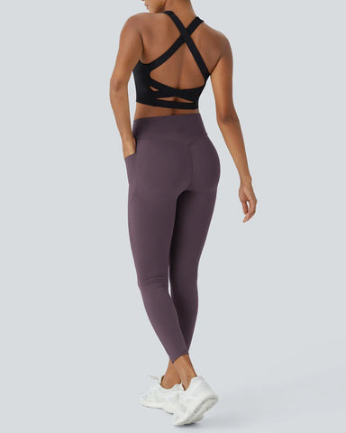 Woobilly High Waisted Butt Lifting Tummy Control Side Pocket Shaping Training Workout Leggings