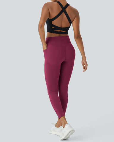 Woobilly High Waisted Butt Lifting Tummy Control Side Pocket Shaping Training Workout Leggings