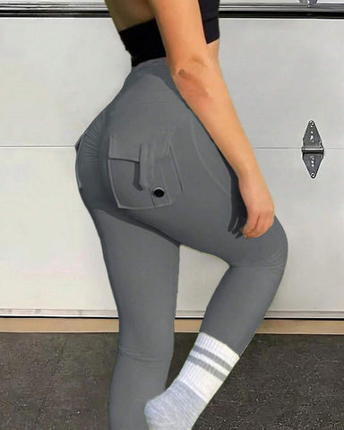 Y2K Wide Waistband High Stretch Pocket Cargo Butt Lifting Workout Quick Drying Leggings