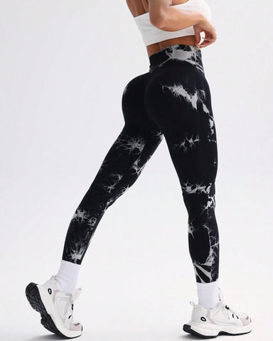 Woobilly Tie Dye Wide Waistband Sports Leggings