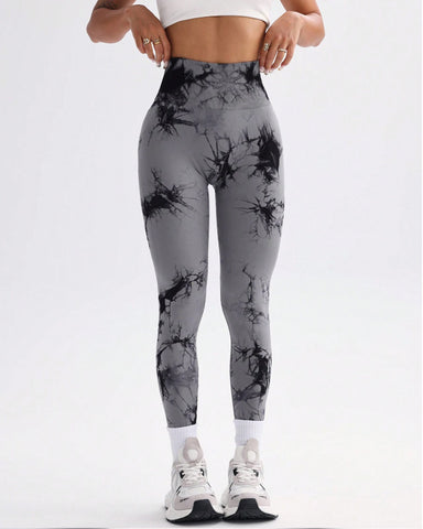 Woobilly Tie Dye Wide Waistband Sports Leggings