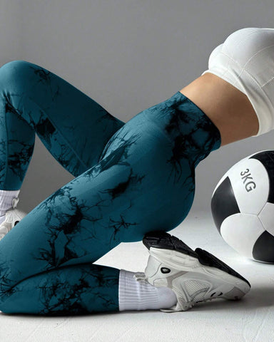 Woobilly Tie Dye Wide Waistband Sports Leggings