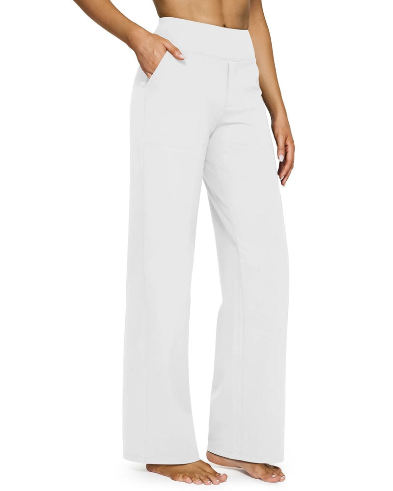 High Waisted Women's Wide Leg Pants with Pockets Business Casual Pants