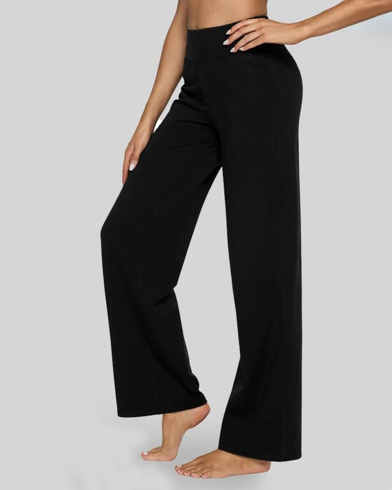 High Waisted Women's Wide Leg Pants with Pockets Business Casual Pants