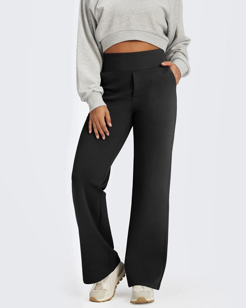 High Waisted Women's Wide Leg Pants with Pockets Business Casual Pants