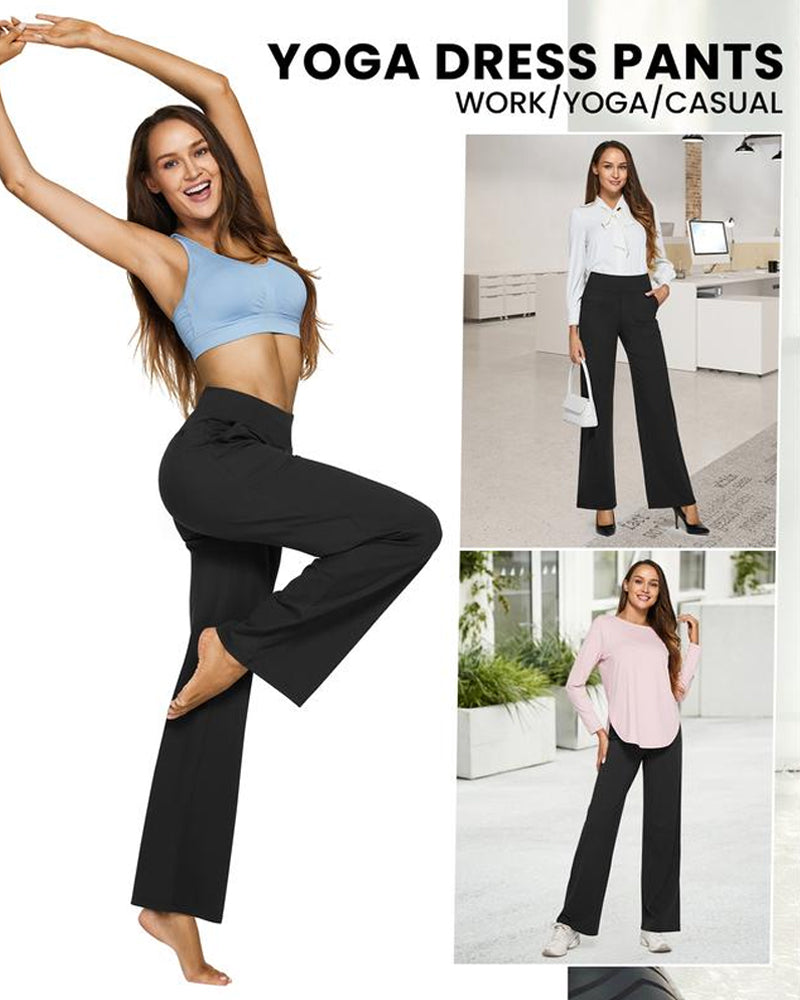 High Waisted Women's Wide Leg Pants with Pockets Business Casual Pants