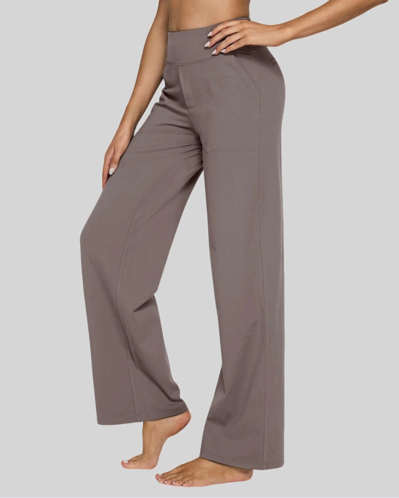 High Waisted Women's Wide Leg Pants with Pockets Business Casual Pants