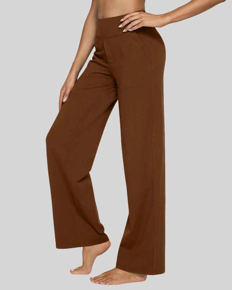 High Waisted Women's Wide Leg Pants with Pockets Business Casual Pants