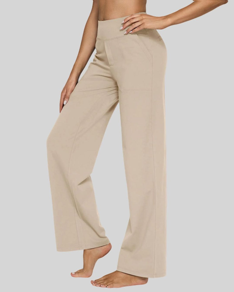 High Waisted Women's Wide Leg Pants with Pockets Business Casual Pants