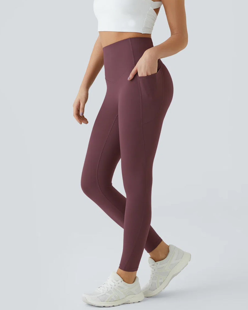 High Waisted Tummy Control Side Pocket Shaping Training Capri Leggings