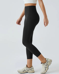 High Waisted Tummy Control Side Pocket Shaping Training Capri Leggings