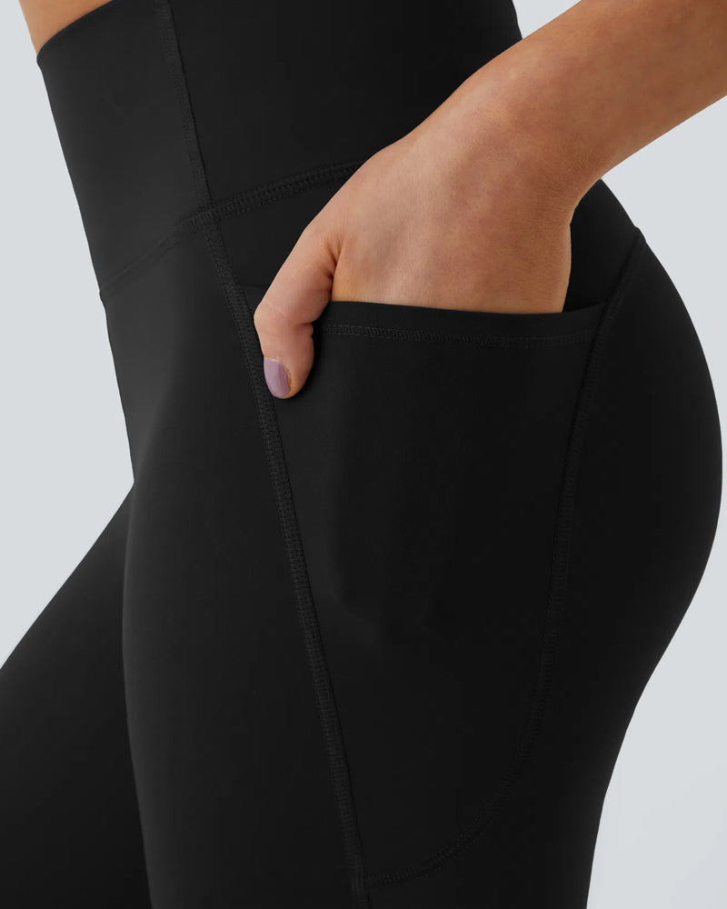 High Waisted Tummy Control Side Pocket Shaping Training Capri Leggings