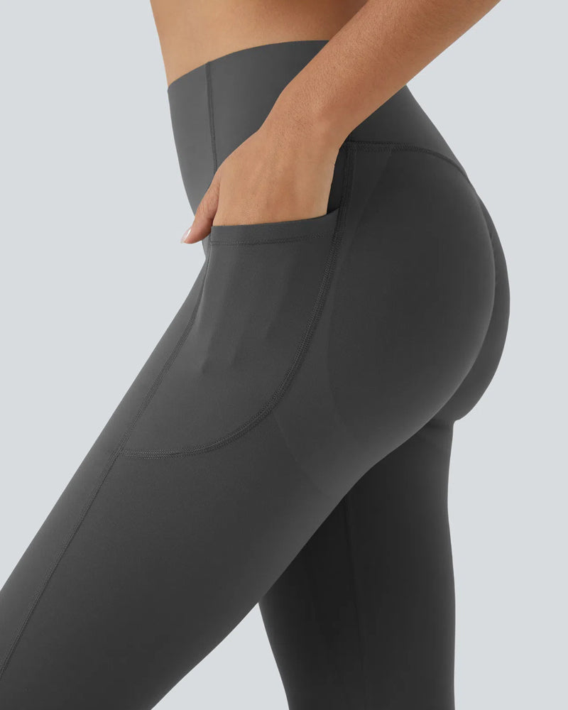 High Waisted Tummy Control Side Pocket Shaping Training Capri Leggings