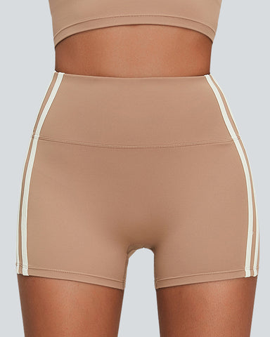 Tummy Control Side Stripes Gym Yoga Seamless Active Shorts