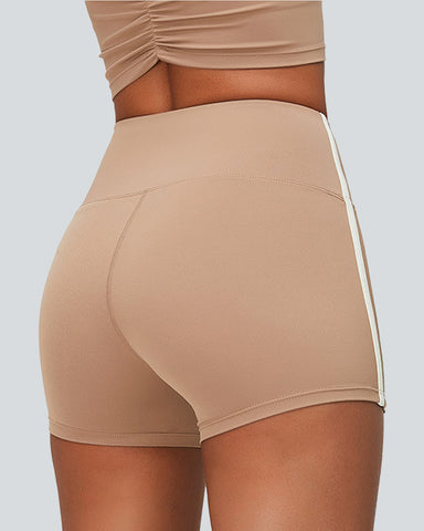 Tummy Control Side Stripes Gym Yoga Seamless Active Shorts